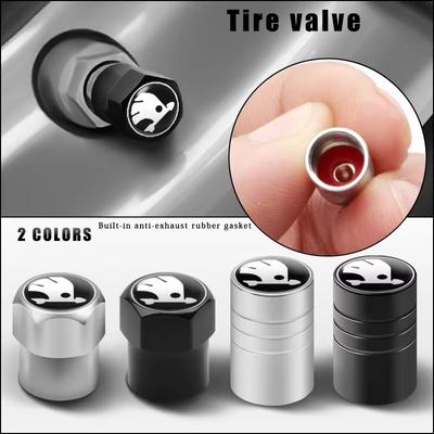4PC Metal Car Badges Wheel Tire Valve Caps Covers Auto Accessories For S Kodiaq Octavia 2 3 Yeti Karoq Rapid Fabia VII VRS