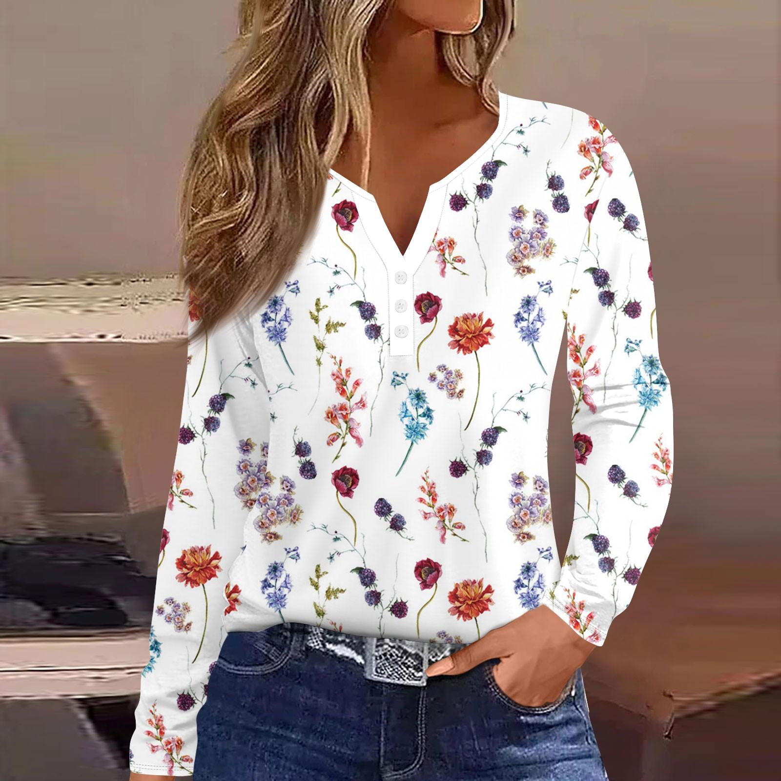 

Женская модная повседневная футболка с v-образным вырезом и длинным рукавом с декоративными пуговицами, топ XXL красный