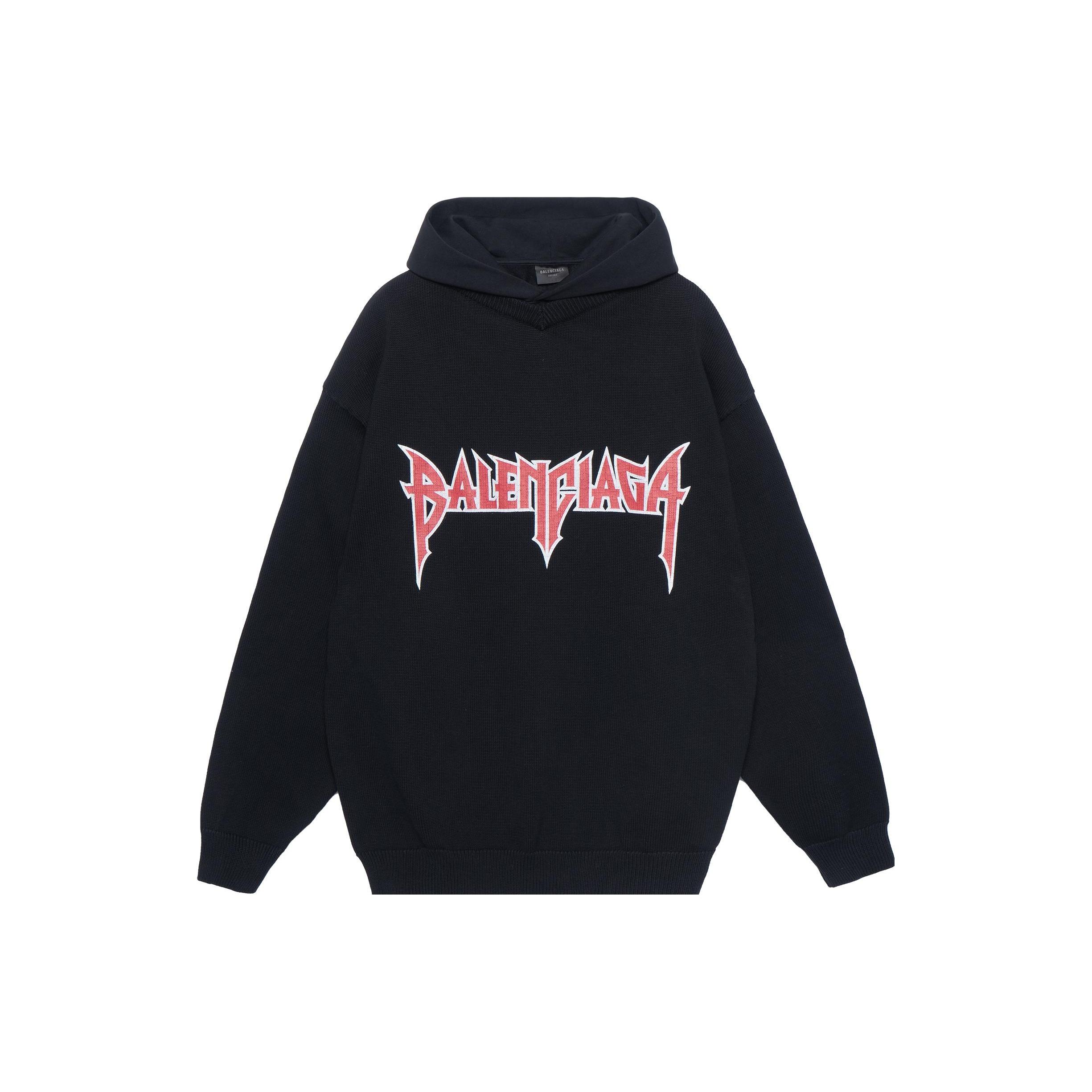 Balenciaga Metallica Hoodie Medium Fit `Black