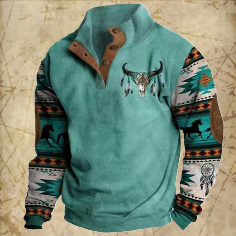 Vintage Men's Hoodies Autumn Long Sleeved Street Button Pullover Oversized Clothing for Men Sweatshirt Fashion Casual Hoodie