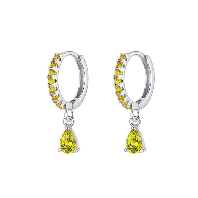 Rainbow Colored Zircon Ear Buckle Set, Love Water Drop Pendant, Small Earrings, Light Luxury and Exquisite Stacked Women's Earrings.
