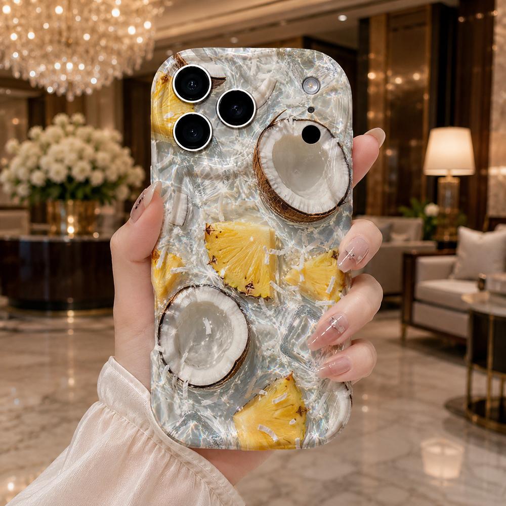 Tropical Coconut Pineapple Phone Case Summer Fruit Hard Cover for iPhone Shockproof Protection Birthday Christmas Halloween Holiday Gift