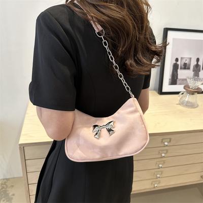 Sweet Little Fresh Bow Handbag Women's 2025 New Trend Korean Underarm Messenger Bag Chain Shoulder Bag