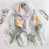 Summer Women Birch Forest Landscape Thin Soft Beach Silky Georgette Scarf Shawls 160Cm Long Wraps Beach Sunscreen Hijab