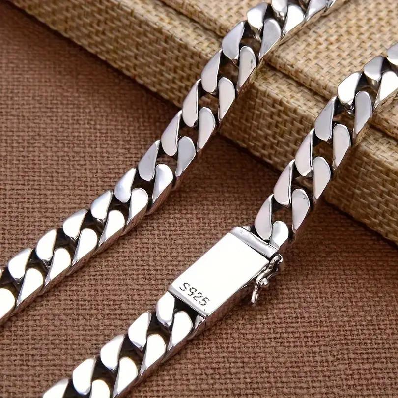 Collana catena cubana placcata in argento sterling S collana di tendenza Moda maschile Ins Versatile hip-hop collana vistosa per uomo e donna Hip-hop trendy