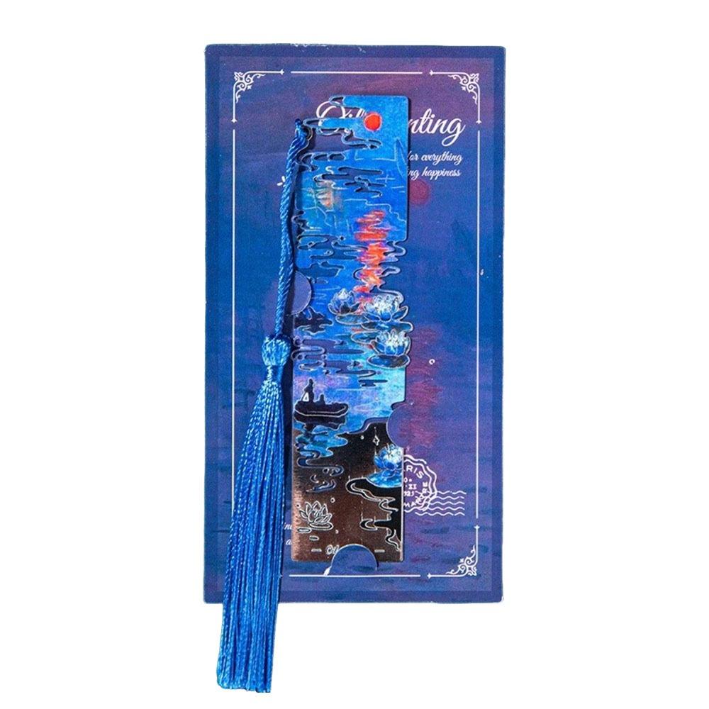 Tassel Pendant Reading Book Clip Sunflower Oil Painting Bookmarks  School Office Supplies