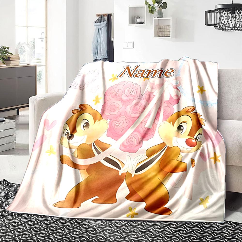 Coperta personalizzata con nome 'n' Dale Adventure per Divano e Letto, Coperta Peluche Accogliente e Morbida Super Morbida e Calda per Autunno e Inverno. 0908425