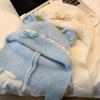 Fashion Sweet Bear Ear Knitted Hat Woolen Keep Warm Neck Collar Beanies Cap Ear Protection Bow Pullover Cap Winter