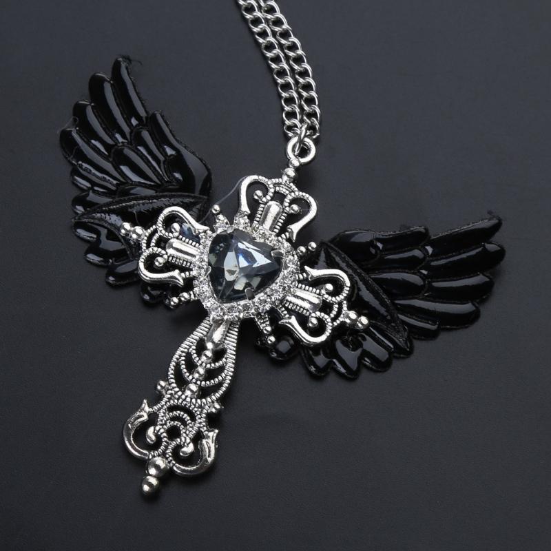 Angel Crossed Necklace Women Sweater Chain Female Hip-hop Non-fading Jewelry