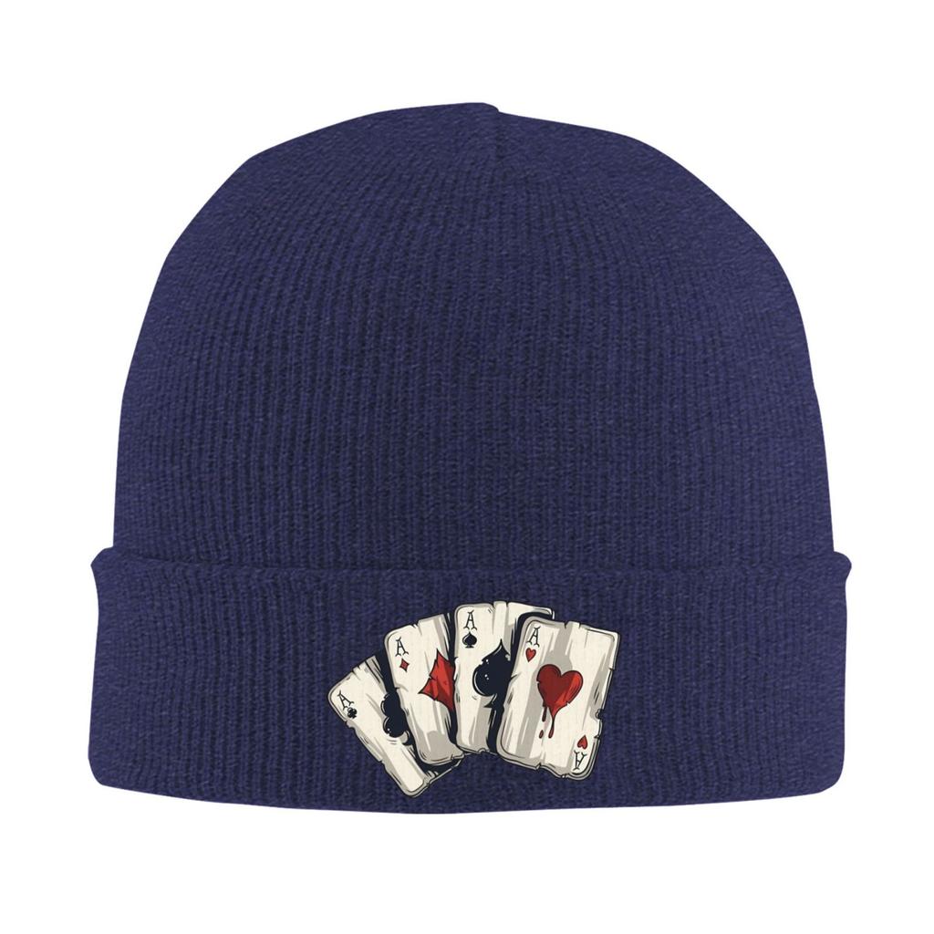 4A Poker Card Unisex Style Beanie Hats Adult Unisex Casual Elastic Cap Autumn Winter Outdoor Design Bonnet
