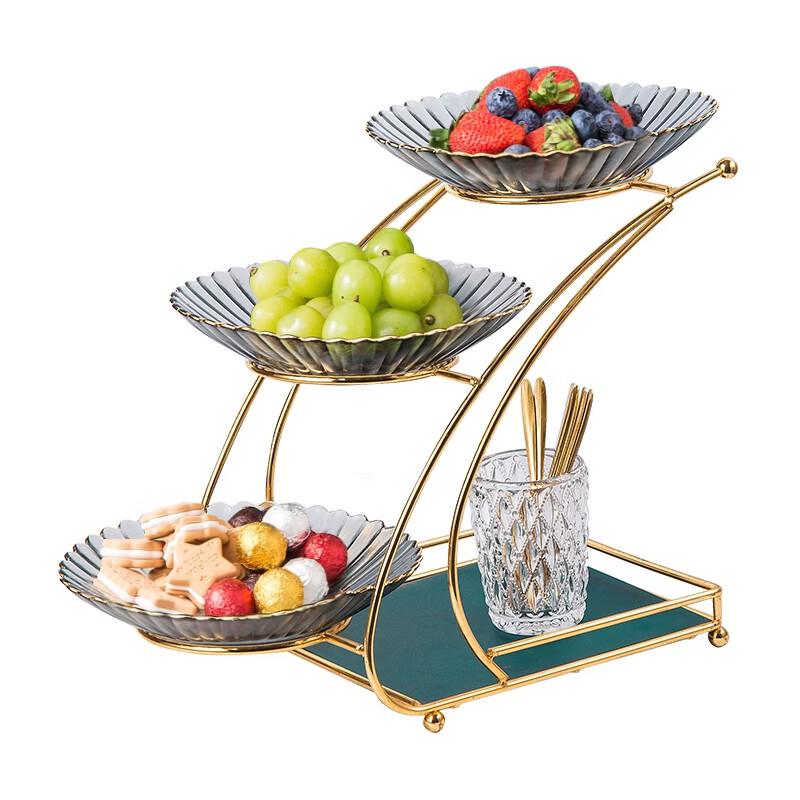 HUIHUADU 3-Tier Nordic Glass Serving Platter