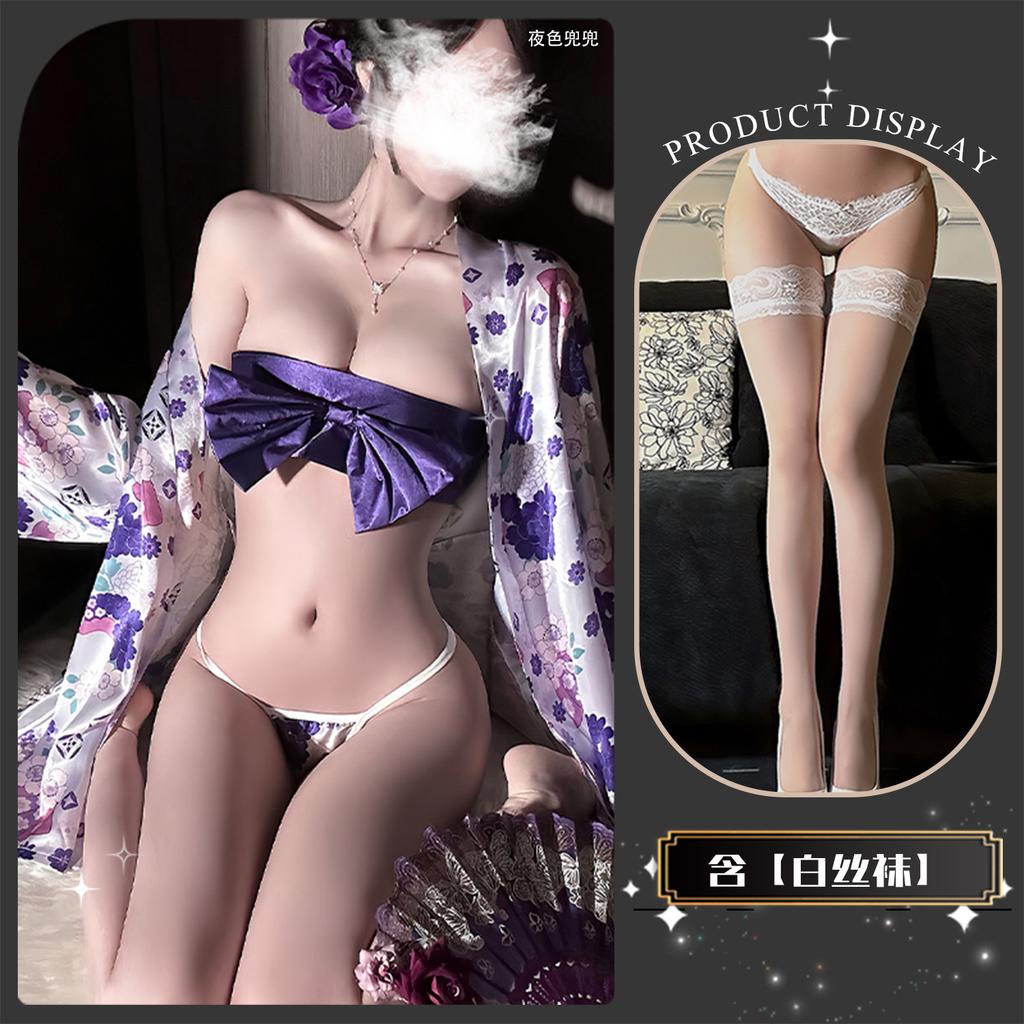 Sexy underwear Japanese geisha embroidery print butterfly tube top atmosphere kimono pure desire sexy nightgown