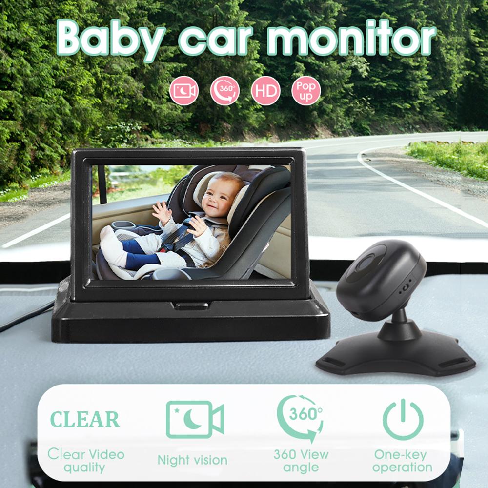 

Car Baby Monitor Car Seat Mirror Camera with 4.3 Inch Large Display Screen Night for Car Back Seat