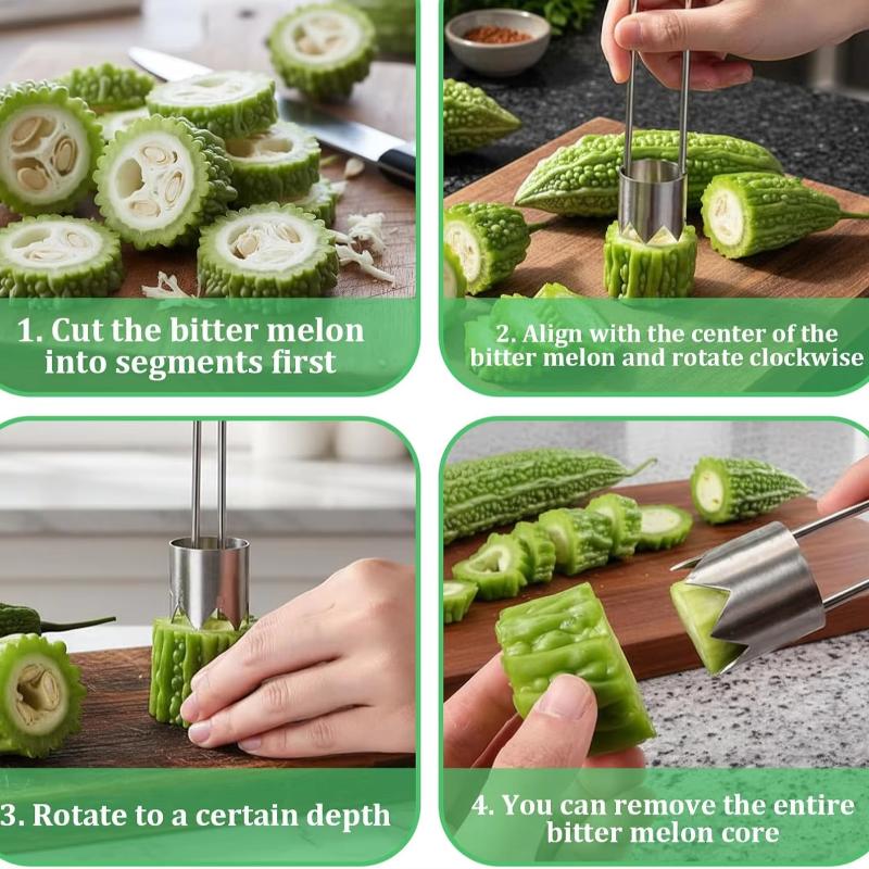 1/2Pcs Kitchen Tools T-Shaped Stainless Steel Corer Fruit Pitter For Olive Date Peach Kitchen Accessories
