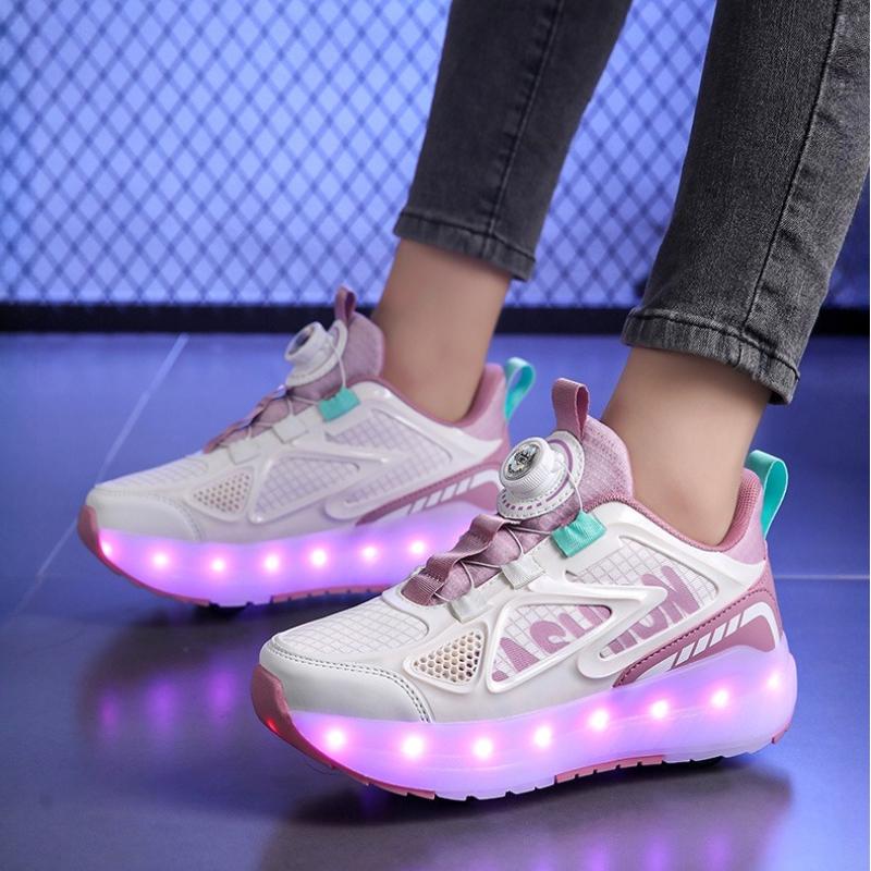 Luminous Children's Roller Skates with 4 Wheels and Detachable Wheels for Boys in Summer Girls' Sports Shoes with Wheels Sneaker