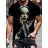 Men's with Smoking Nun 3D Graphic T-Shirt Black Casual Summer