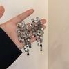 Charm Silver Long Tassel Dangle Earrings Bling Bling Alloy Metal Sequin Earrings Ear Drop Fashion Jewelry Gold Earrings Girl