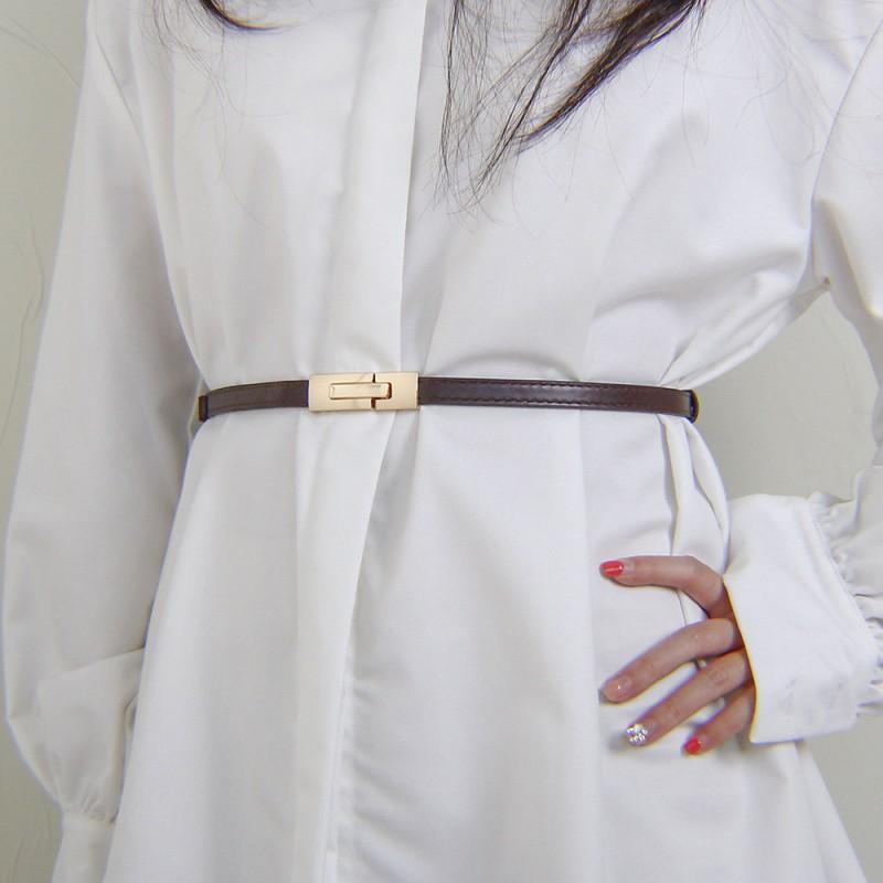 Womens Slim PU Belt With Zinc Alloy Buckle Adjustable Waistband Dresses Blazers Casual Office Wear