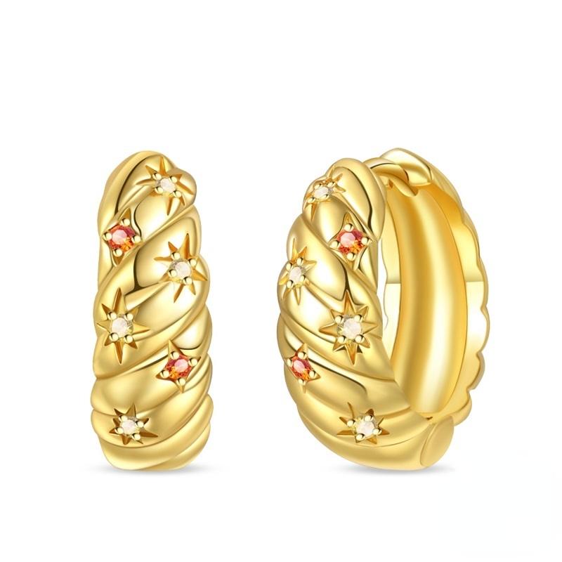 

Серьги-кольца из прозрачного циркона для женщин, позолоченные ювелирные серьги