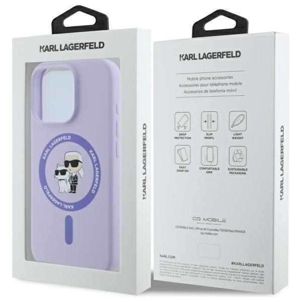 Karl Lagerfeld Klhmp16Lscmkcrhu Iphone16 Pro 6.3 Fioletowy/Purple Hardcase Silicone Karl&Choupette Ring Magsafe