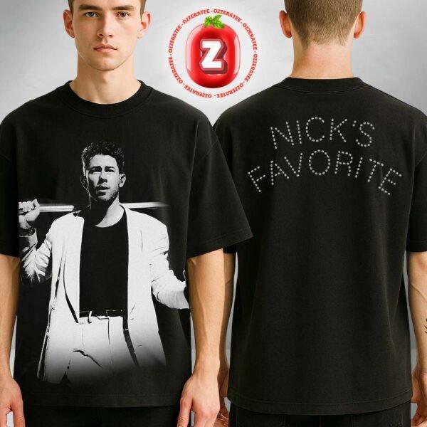 Nick Jonas Black And White Photo Tee Nick’s Favorite Tour Edition Jonas Brothers Unisex T-Shirt XXL