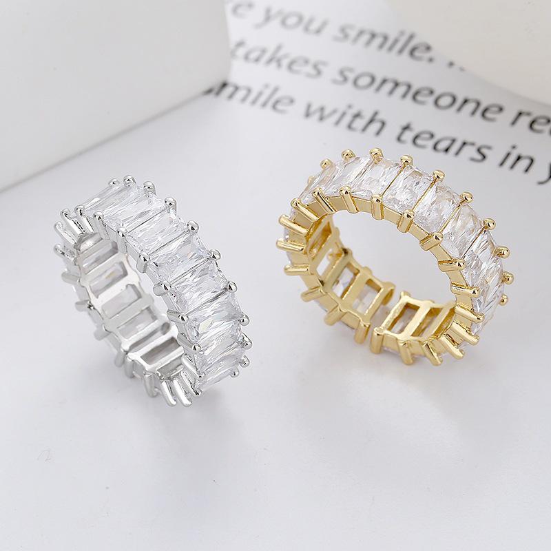 Korean Style Rectangle Diamond Women's Adjustable Fashion Ring - Trendy, Light, and Versatile Design.