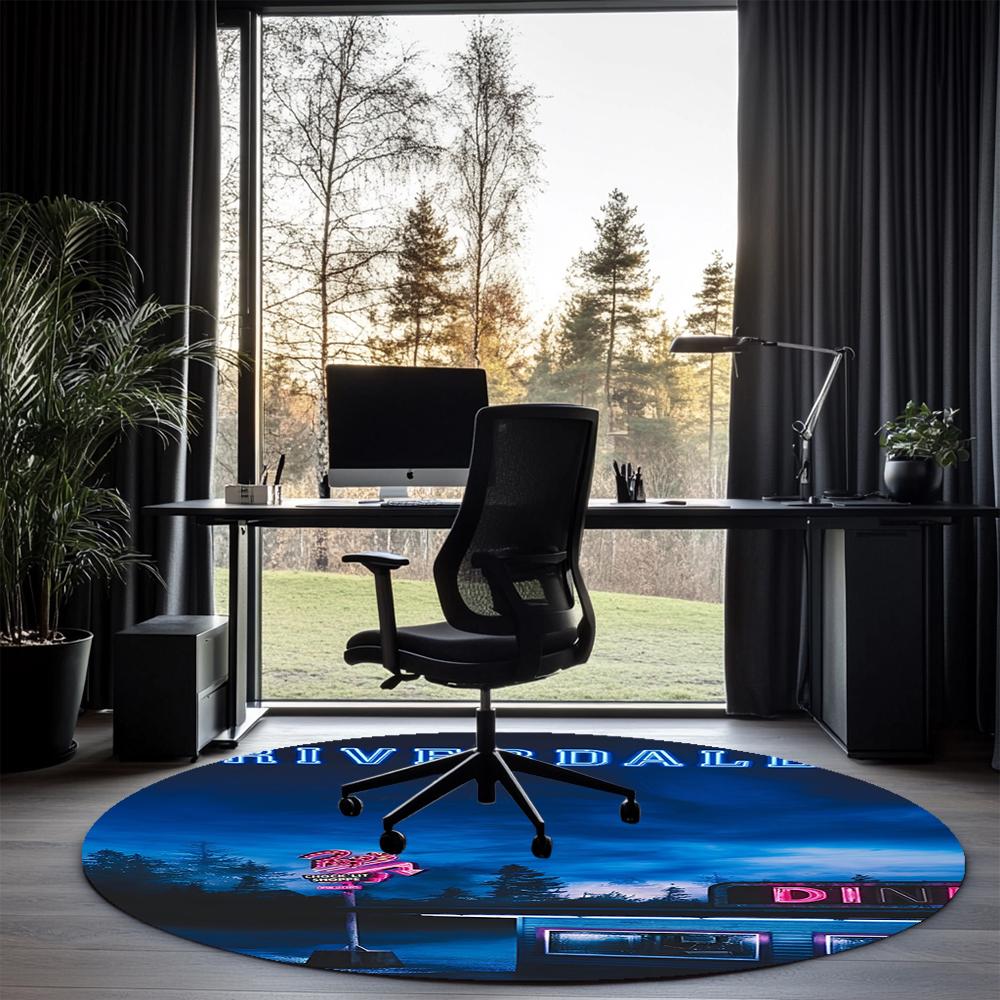 Riverdale Printed Round Rug Carpet Chair Rug Area Rug Entryway Doormats,for Office Chair Living Room Bedroom Kitchen Room.