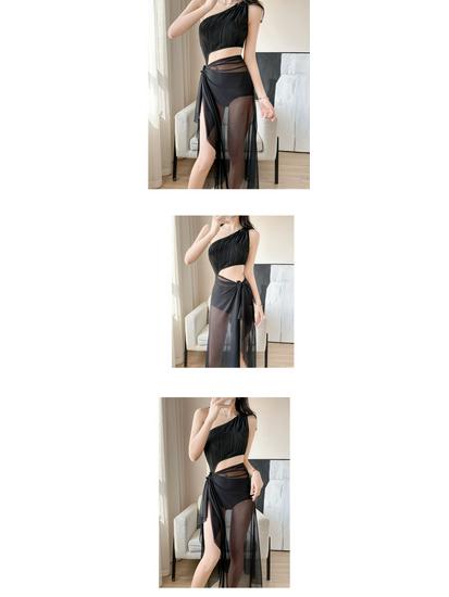 2025 One-Shoulder Women's High-End Split Swimsuit - European & American Sexy Beach & Hot Spring Wear