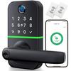 Keypad Smart Door Lock with Handle: Kucacci Keyless Entry Fingerprint Lock - Digital Code Handle with Keypad - Electronic Smart Knob for Front Door -