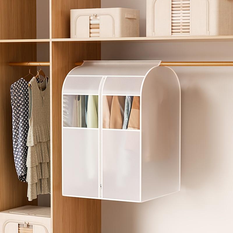 1pc Washable Transparent Garment Bag Dustproof Hanging Clothes Cover with Magic Tape Closure, Polyester Storage Organizer for Home Use