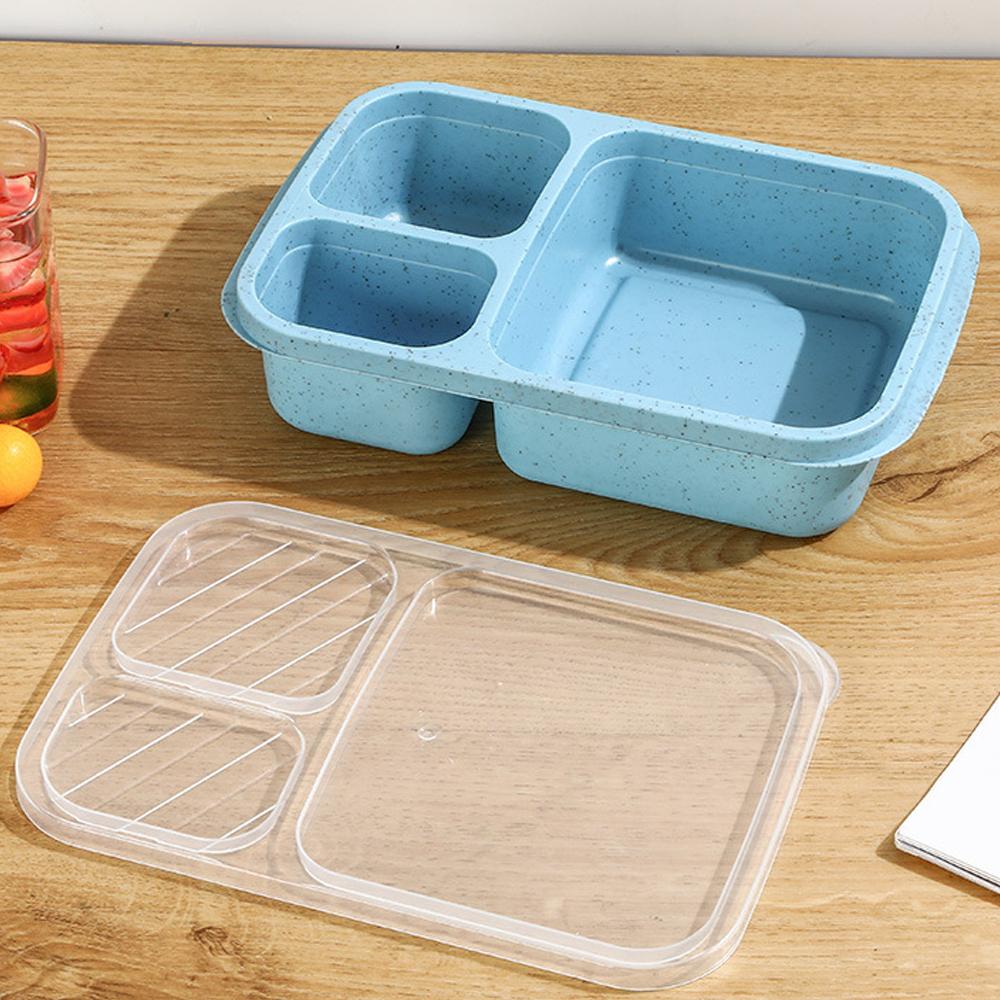 D2 1Pcs Bento Lunch Box for Kids Adults Reusable Food Storage Box Container 3 Compartment Lunch Box for School Work and Travel