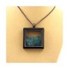 Stones and Minerals. Raw Paraiba Apatite Necklace. Square Model. Color Black.
