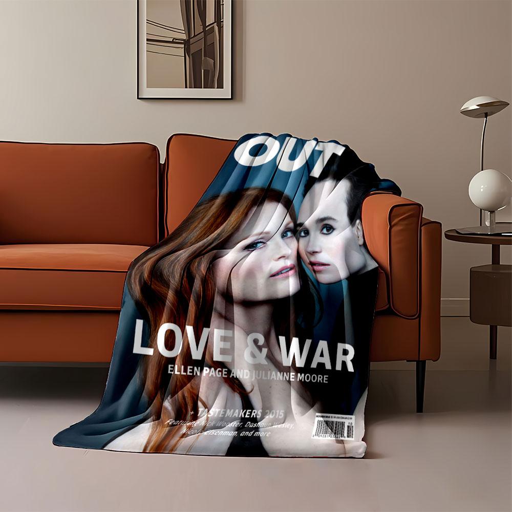 Two People Close Together with Contrasting Hair Colors On a Magazine Cover. for All Seasons Blanket Lunch Break Throw Gift