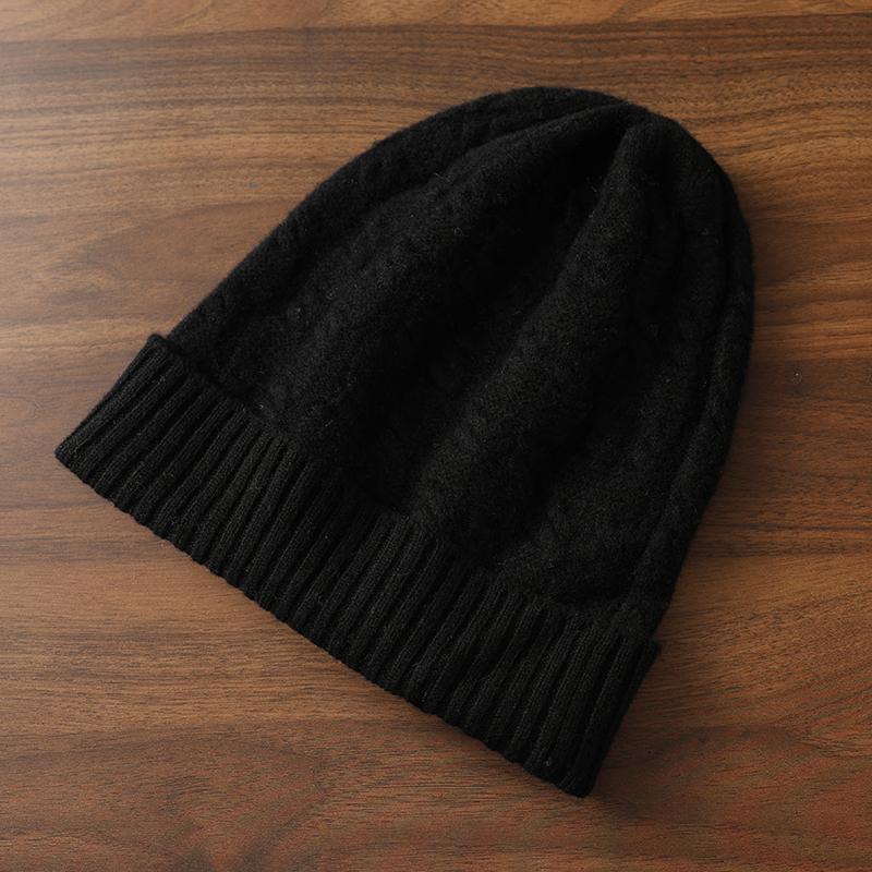 Women 100% Pure Cashmere Cable Knit Beanie Rib  Winter Warm Soft Stylish Versatile Textured Lightweight Cold Weather Accessory