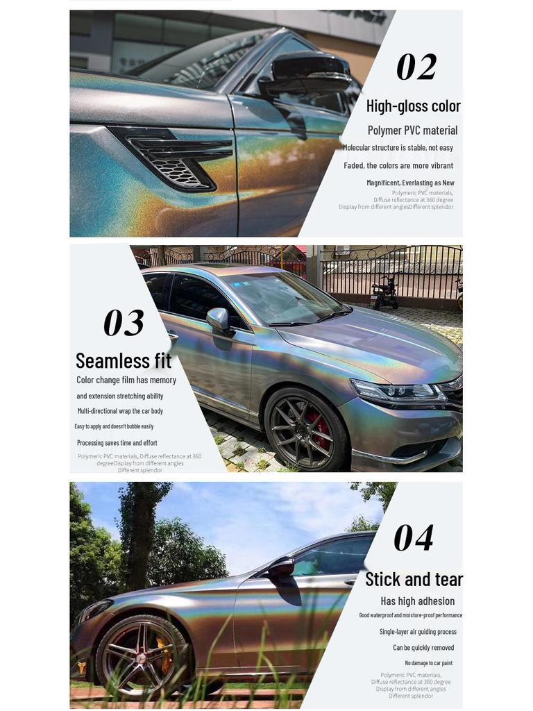 Laser Color Change Film: 7-Color Pearlescent Wrap for Full Car In White, Gray, or Black