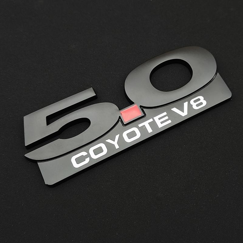 BLFE6 3D Metal Car Sticker Logo 5.0 COYOTE V8 Grille Front Badge Rear Trunk Emblem Decals For Ford Mustang GT Falcon Torino Fairlane