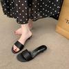 Simple and High-end Satin One-word Cat and Slippers Outer Wear Women's 2025 Summer New Open-toed Stiletto Mid-heeled Sandals