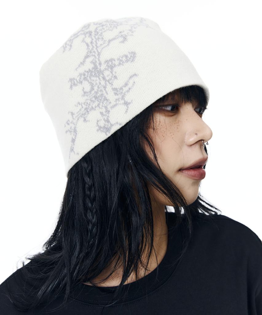 AAKAM Gothic Graphic Beanie (White)