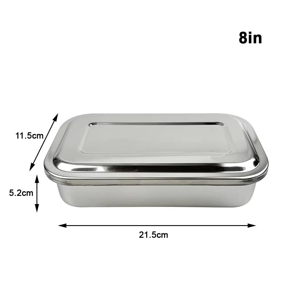 New Stainless Steel Dental Instruments Tray With Lid Silver Storage Box Rectangular Disinfection Box
