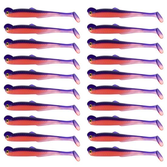 20 Pcs Fishing Lure 3D Artificial Fish with T Tail Flexible Fish Bait for Texas Jigs Wacky Hooks Outdoor Fishing