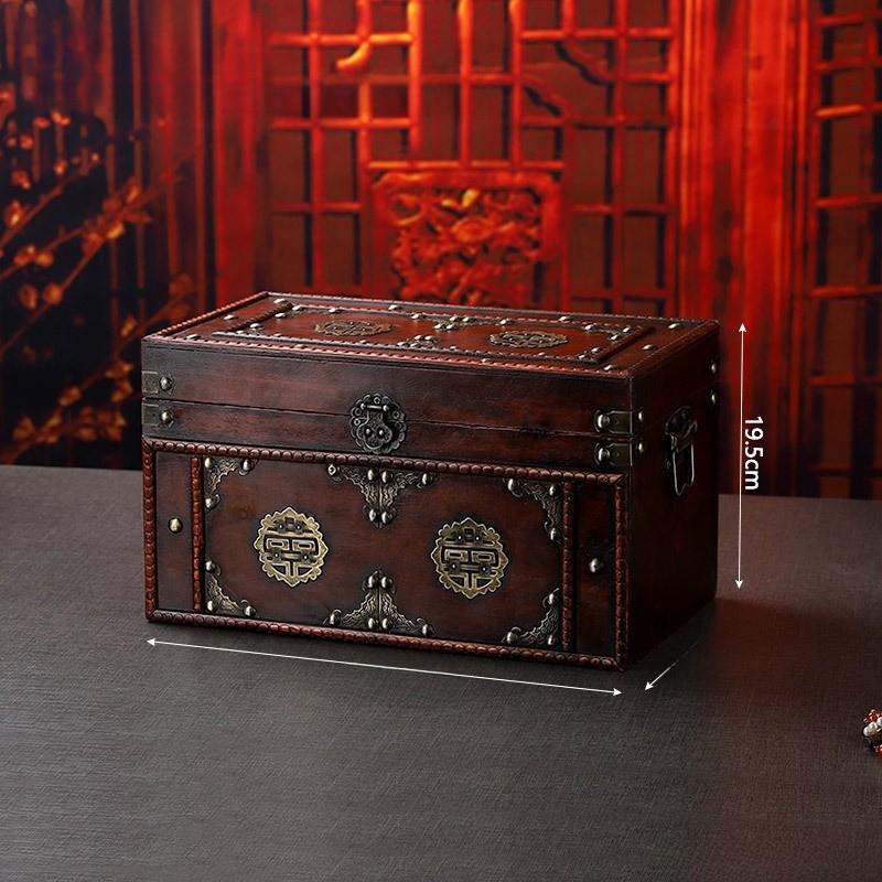 New Chinese Style Vintage Wooden Storage Box With Lid For Jewelry Organizer