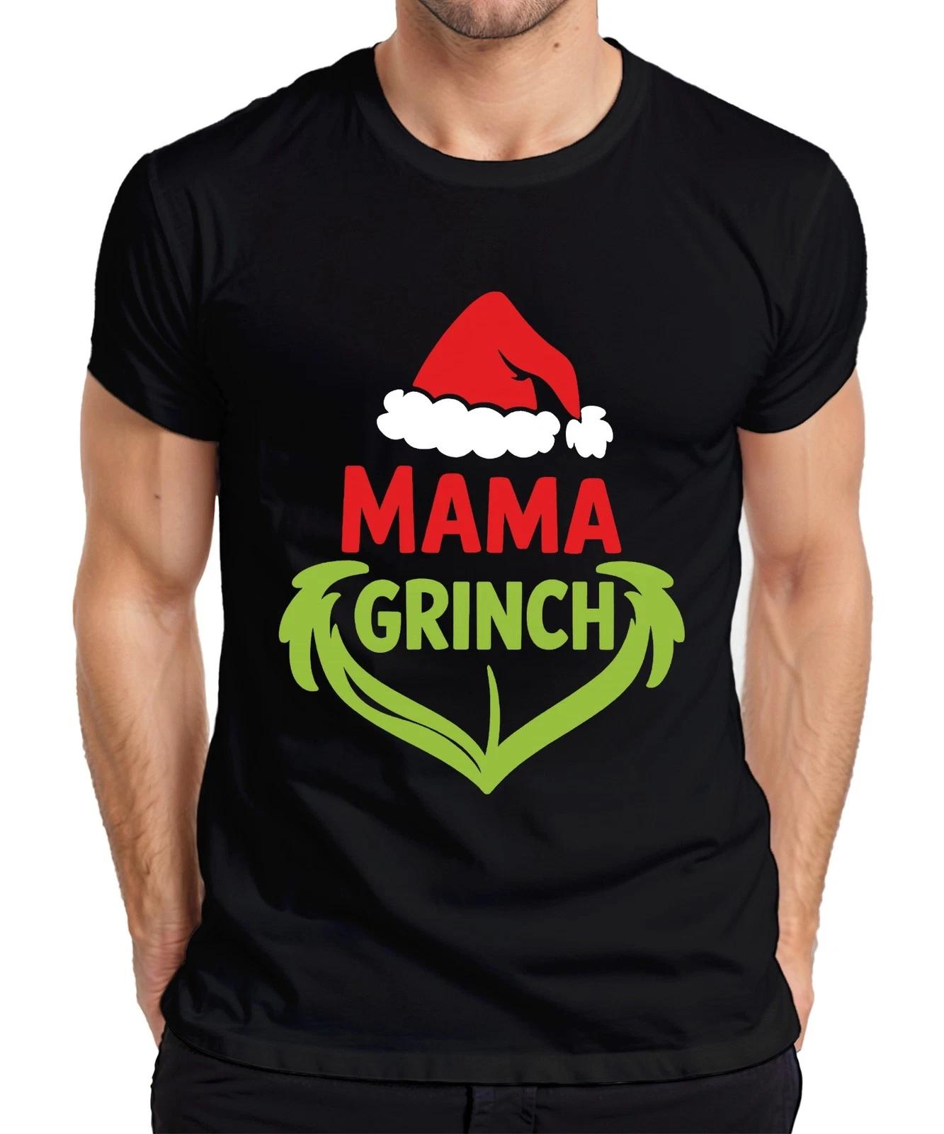 MAMA GRINCH Weihnachten Geschenk Mütze grün Herz Familie lustig Herren T-Shirt XXXXL