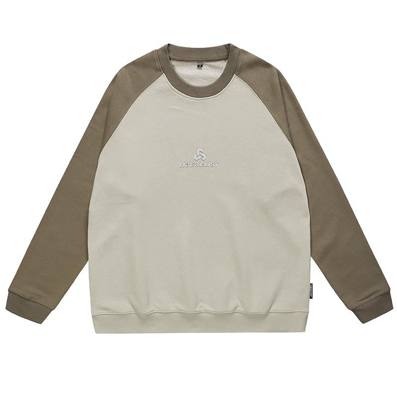 

Толстый ретро контрастный цветной свитер с плечевыми рукавами, мужская свободная куртка большого размера с принтом American Trend и круглым вырезом M абрикосовый