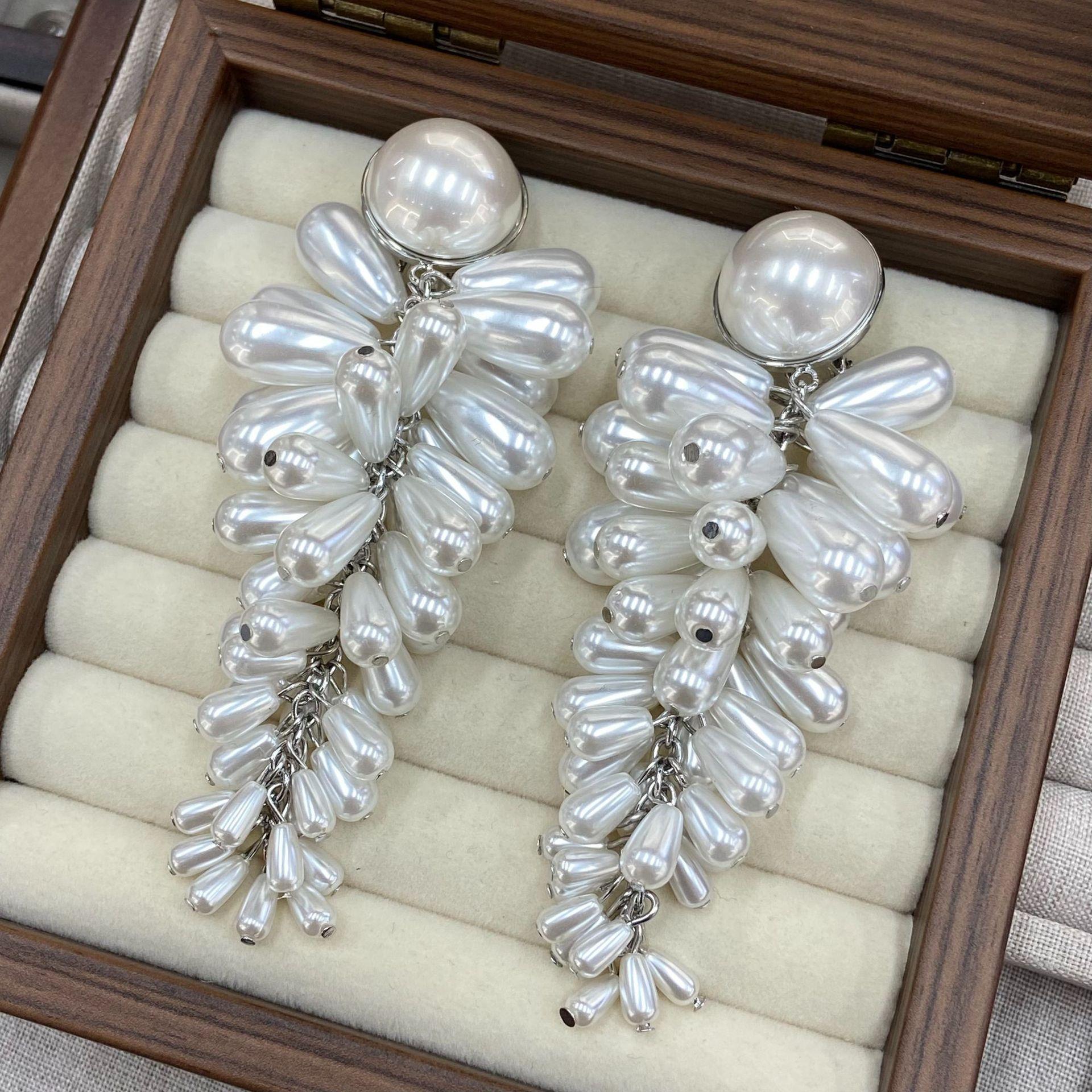 Pearl Tassel Earrings Elegant Trendy Jewelry