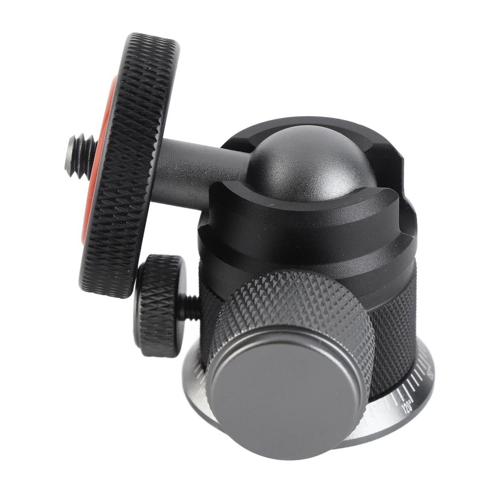 Aluminum Alloy Ball Head 360 Degree Rotation 180 Degree Folding Dual U Shape Slot 1 4in Mount Tripod Ball Head