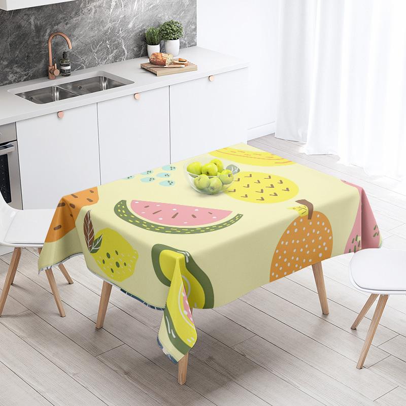 Abstract Art Food Illustration Tablecloth Oil-proof Tablecloth Waterproof Picnic Fabric Nordic Home Decoration