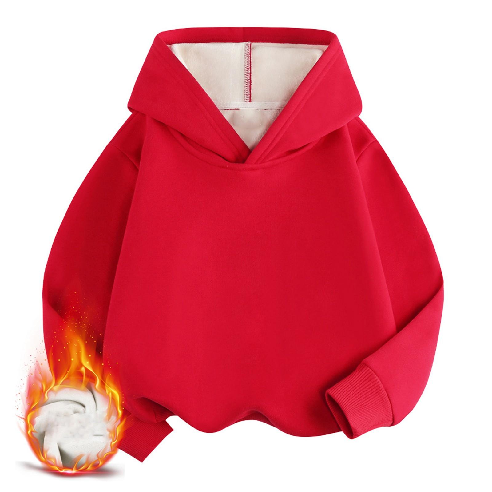 

Детская толстовка с капюшоном для мальчиков и девочек, однотонная толстовка с длинными рукавами 90 красный