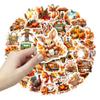 Thanksgiving Cartoon Creative Stickers - 50 Sheets for Scrapbooking, Stationery, Notebooks, and Phone Cases.