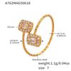Mili Rhinestone Heart 5A Zircon Geometric Ring – 18K Gold-Plated Adjustable Stainless Steel Band Jewelry Set for Girls.