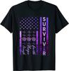 NEW LIMITED Domestic Violence Strong Survivor Purple American Flag T-Shirt S-3XL